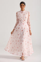 Floral Sequin Single Breasted Top & Maxi Skirt Set