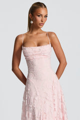 Burn-Out Tie-Up Slip Maxi Dress
