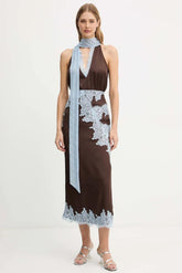 Satin Lace Top & High Waist Midi Skirt Set