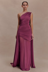 Mesh Splicing Jersey Cape Sleeve Maxi Dress