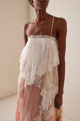 Chiffon Gradient Color Lace Maxi Dress