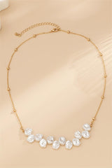 Faux Pearl Metal Chain Necklace