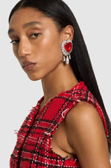 Heart Shape Rhinestone Teardrop Drop Earrings