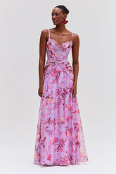 Lace Splicing Knotted Maxi Dress