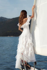 Solid Frill Off-Shoulder Maxi Dress