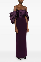 Satin Splicing Off-Shoulder Midi Dress