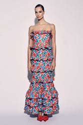 Floral Ruffle Off Shoulder Maxi Dress