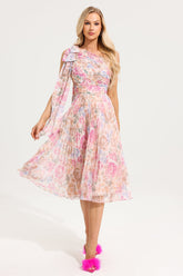 Floral One-Shoulder Midi Dress