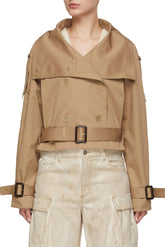 Brown Long Sleeves Buckle Belted Suit