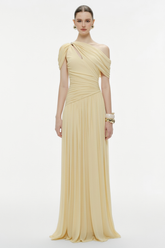 Solid One Shoulder Cape Sleeve Maxi Dress