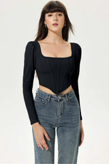 Puff Sleeve Long Sleeve Corset Top