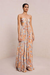 Paisley Halter Neck Cut-Out Maxi Dress