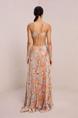 Paisley Halter Neck Cut-Out Maxi Dress