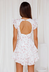 Floral Lace V-Neck Cut-Out Backless Mini Dress