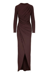 Jersey Ruched Round Neck Maxi Dress