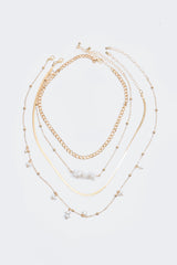 Faux Pearl Metal Multi-Layered Necklace