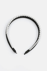 Velvet Faux Pearl Solid Headband
