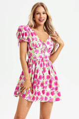 Floral V-Neck Short Sleeve Dress