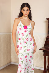 3D Flower Floral Sleeveless Slim Maxi Dress