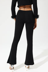 High Waist Exposed Waist Slim Bootstrap Casual Pants