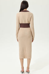 Long Sleeve V-Neck Top & Slit High Waist Skirt Set