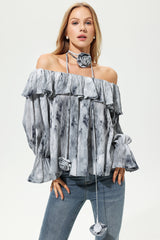 Off-Shoulder Ruffle Hem Top