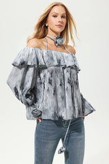 Off-Shoulder Ruffle Hem Top