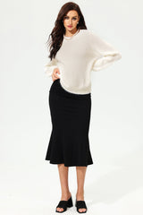 Long Sleeve Crew Collar Cut-Out Lace Sweater