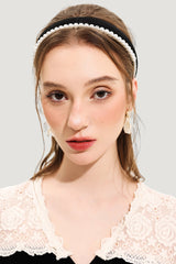 Velvet Faux Pearl Solid Headband
