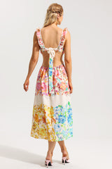 Floral Cut-Out Frill Midi Dress