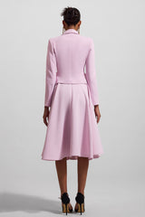 3D Floral Solid Blazer ＆Solid Midi Skirt Set