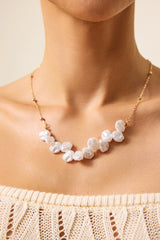 Faux Pearl Metal Chain Necklace