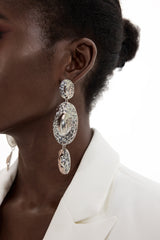 Oval Metal Drop Earrings