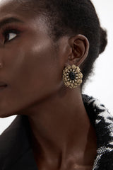 Rhinestone Gemstone Decor Flower Earrings