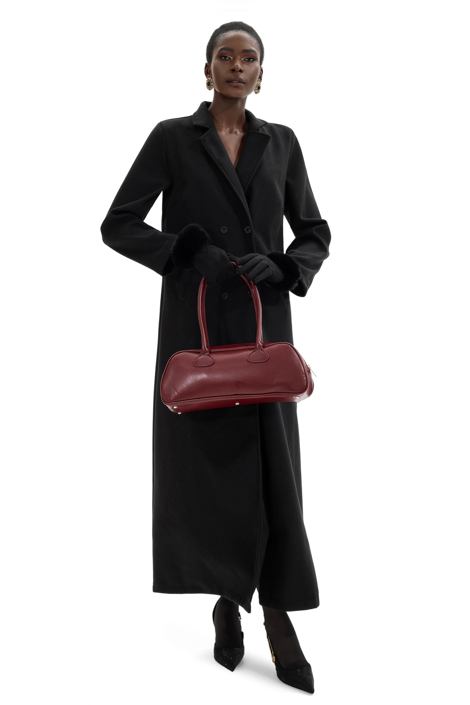 Solid Faux Leather Tote Clutches