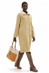 Faux Lamb Wool Suede Fabric Tote Bag