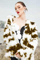 Faux Shearling Cow Print Coat