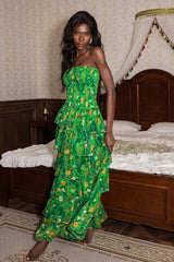 Smocking Strapless Tiered Maxi Dress