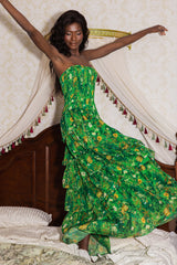 Smocking Strapless Tiered Maxi Dress