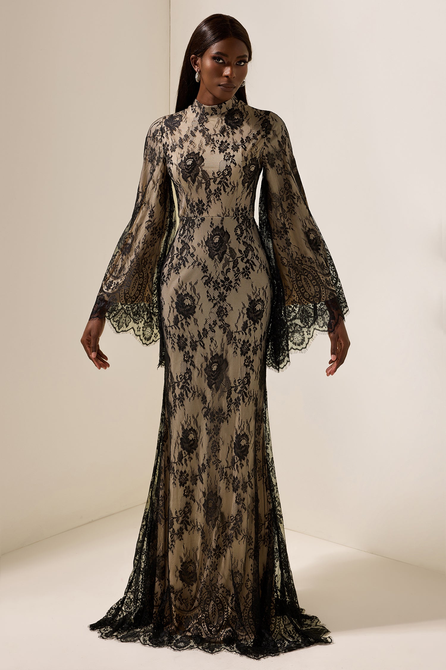 Lace Long Sleeve Maxi Dress