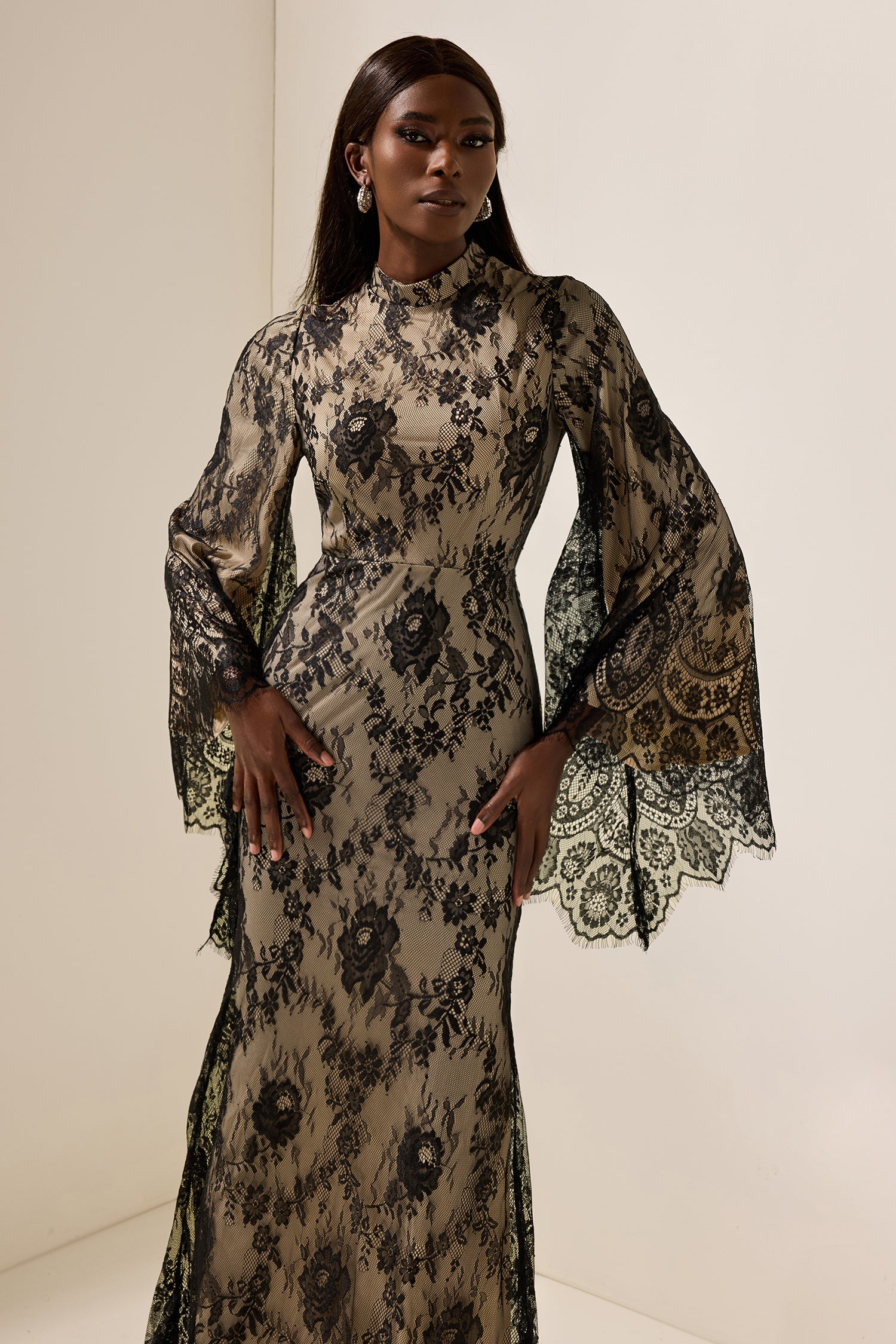Lace Long Sleeve Maxi Dress