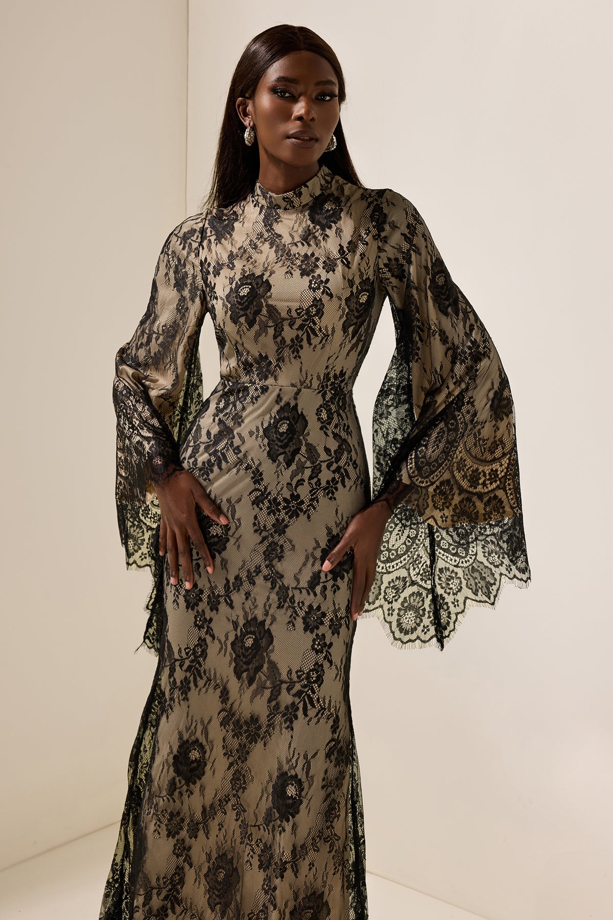 Lace Long Sleeve Maxi Dress