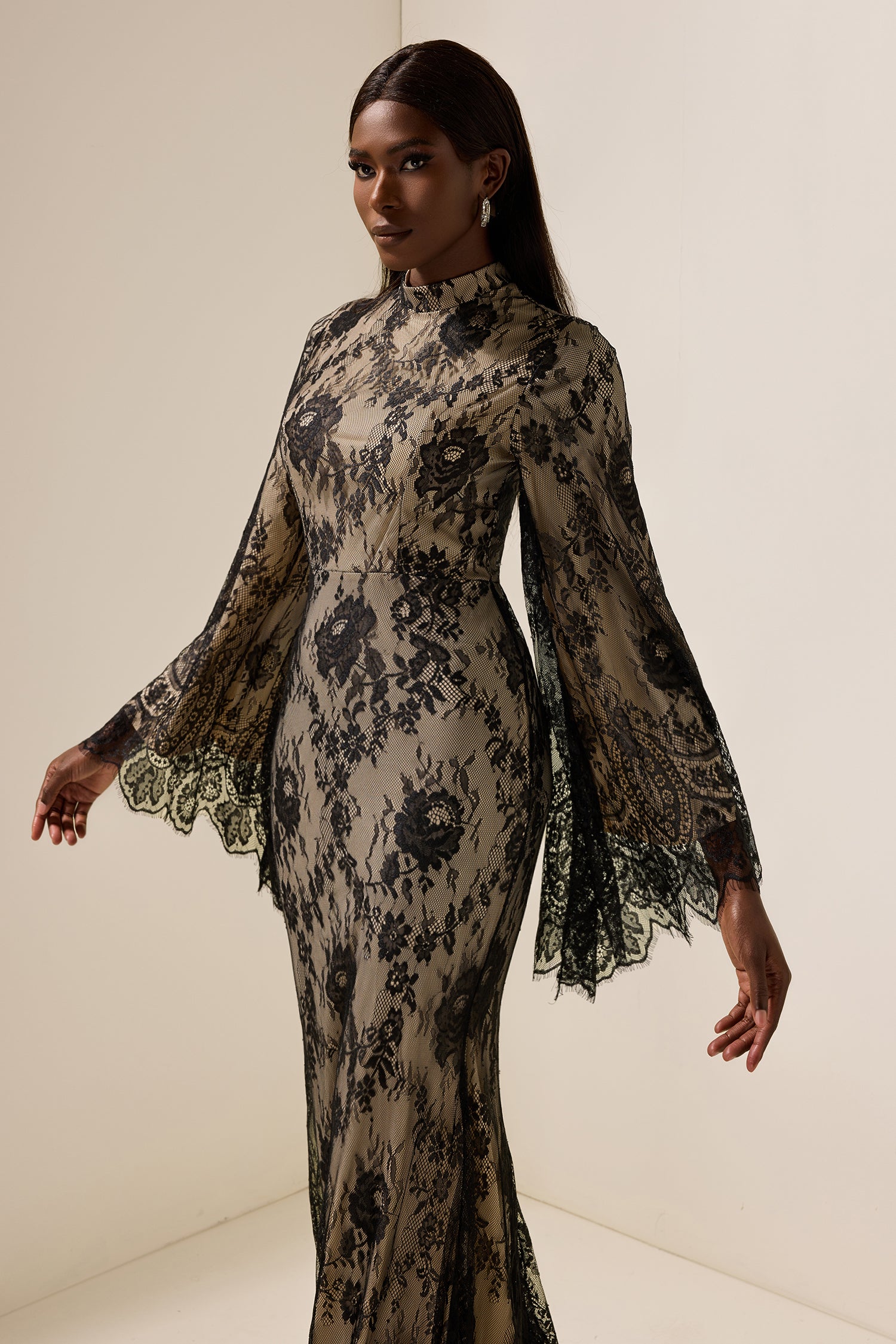 Lace Long Sleeve Maxi Dress