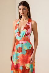 Floral V-Neck Midi Dress