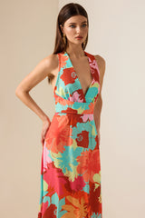 Floral V-Neck Midi Dress