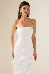 3D Flower Satin Sleeveless Midi Dress