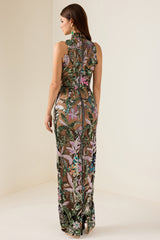 Sequin Embroidered Sleeveless Maxi Dress