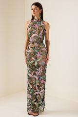 Sequin Embroidered Sleeveless Maxi Dress