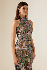 Sequin Embroidered Sleeveless Maxi Dress