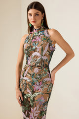 Sequin Embroidered Sleeveless Maxi Dress